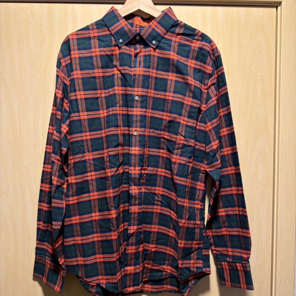 St. John’s Bay Men's Plaid Performance Shirt - Orange, Green, Navy